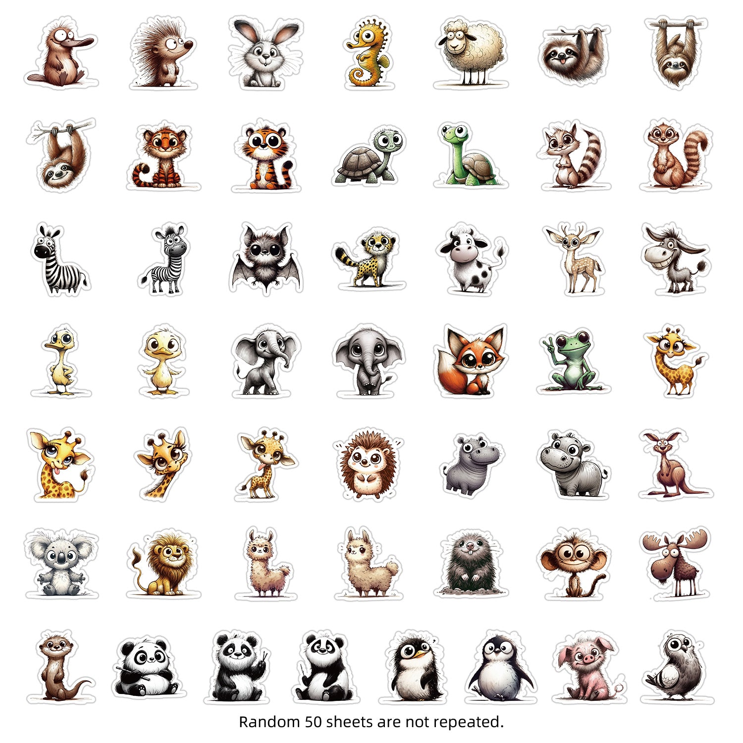 Wholesale 50pcs cute animal graffiti stickers waterproof decorative stickers